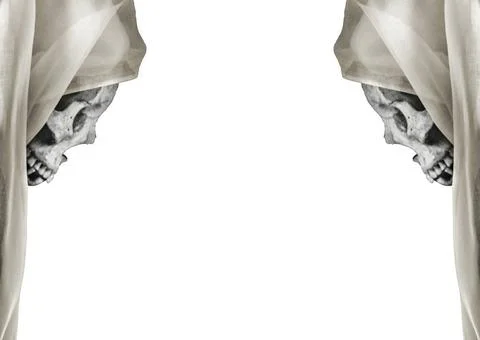 White Landscape Format Background with Skulls Borders Decoration White fra... Stock Photos