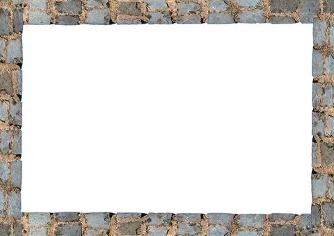 White Landscape Frame With Stone Wall Edgeds White frame background with d... Stock Photos