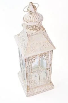 White lantern for candle. Stock Photos