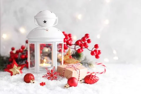 White lantern with candle Stock Photos