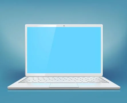 White laptop on a blue background Stock-Illustration