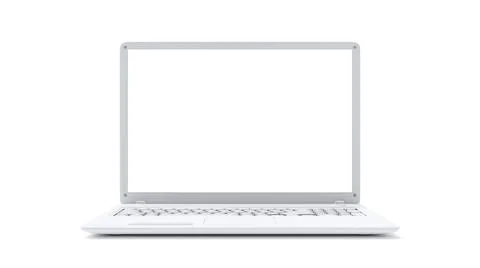 White laptop empty display front view. 스톡 일러스트