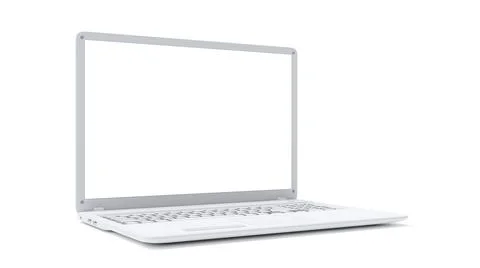 White laptop empty display front view. 스톡 일러스트