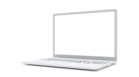 White laptop empty display front view. Illustrazione stock