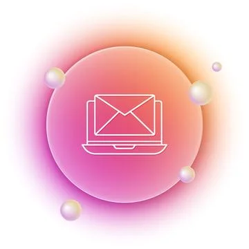 White Laptop with envelope and open email on screen icon isolated on white .. Stock Illustration