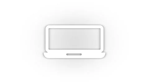 White laptop icon with shadow isolated on white background. Stock Footage 203530485