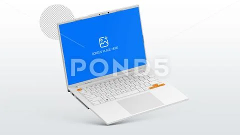 White Laptop Mockup With Alpha Background Modello PSD