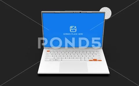 White Laptop Mockup For Website Presentation With Alpha Background PSD Template