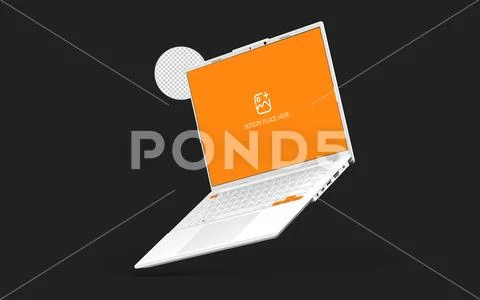 White Laptop Mockup For Website Presentation With Alpha Background PSD Template