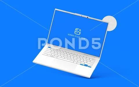 White Laptop Mockup For Website Presentation With Alpha Background PSD Template