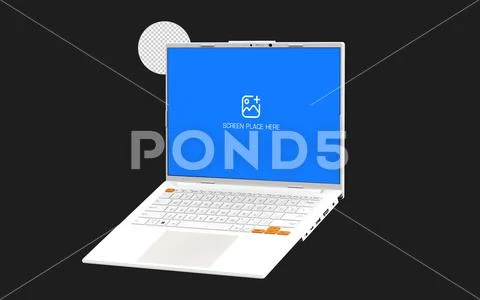 White Laptop Mockup For Website Presentation With Alpha Background PSD-Vorlage
