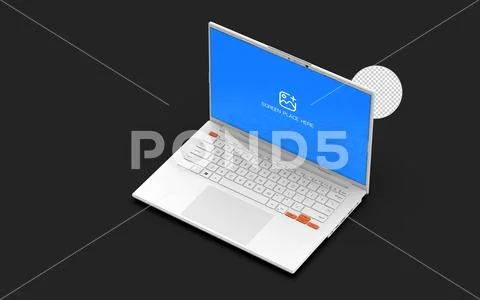 White Laptop Mockup For Website Presentation With Alpha Background Modello PSD