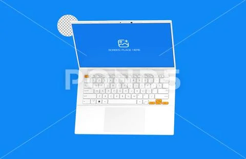 White Laptop Mockup For Website Presentation With Alpha Background Modello PSD