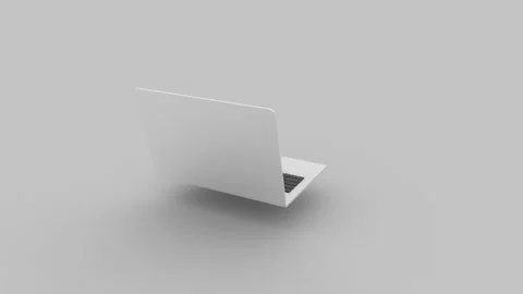 White laptop pc computer notebook,model 3d Stock Footage 219556048