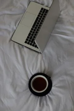 A white laptop Stock Photos