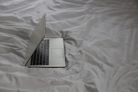 A white laptop Stock Photos