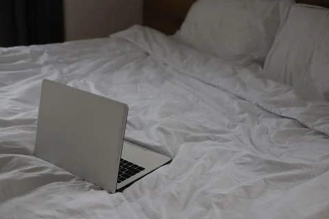 A white laptop Stock Photos