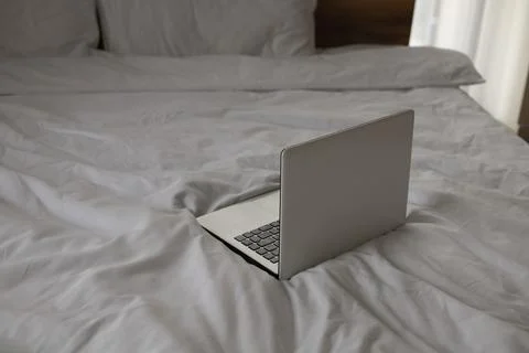 A white laptop Stock Photos