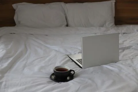 A white laptop Stock Photos