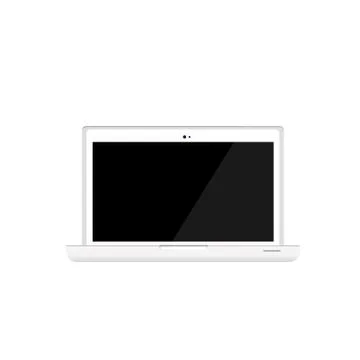 White laptop on white background Stock Illustration