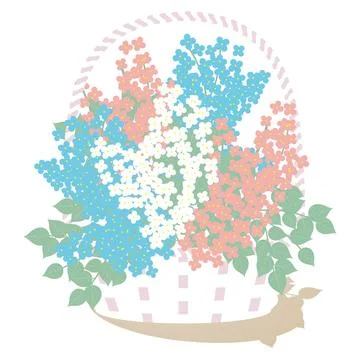 White large basket with flowers Stock Illustration