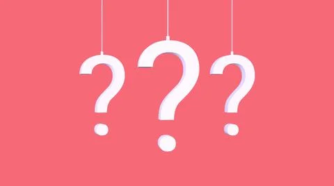 White Large Question mark minimalistic on pink background 3d render. Illustrazione stock