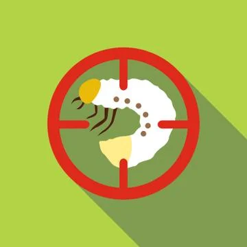 White larva icon, flat style Illustrazione stock