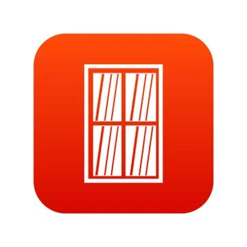 White latticed rectangle window icon digital red Ilustración de archivo