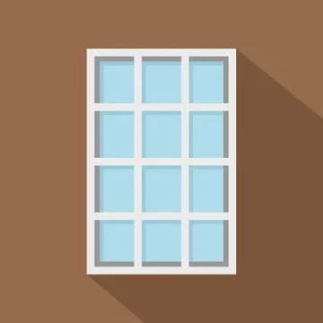 White latticed rectangle window icon, flat style Illustrazione stock