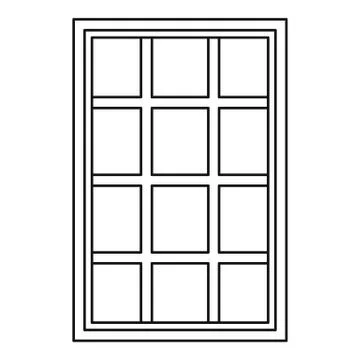 White latticed rectangle window icon outline Ilustración de archivo