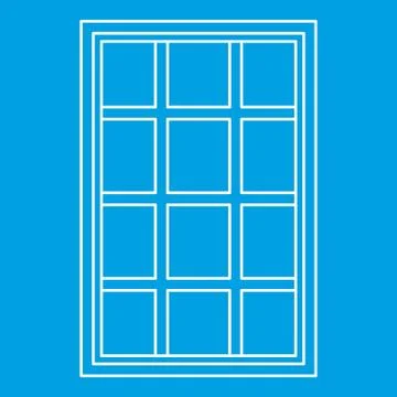 White latticed rectangle window icon outline Illustrazione stock