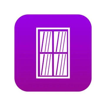 White latticed rectangle window icon digital purple Stock Illustration