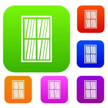 White latticed rectangle window set color collection Stock Illustration