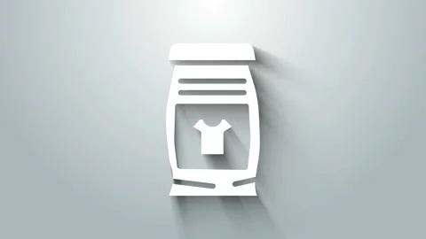White Laundry detergent for automatic wash machine icon isolated on grey Stock Footage 145994513