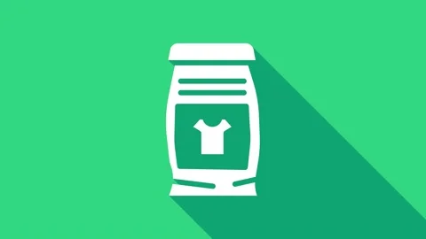 White Laundry detergent for automatic wash machine icon isolated on green Stock Footage 147159397