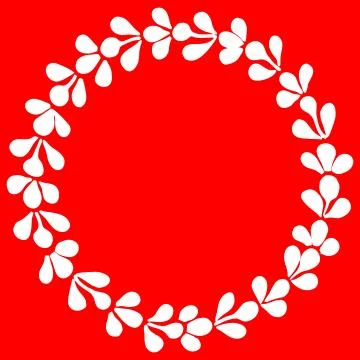White laurel wreath vector frame on red background Stock Illustration