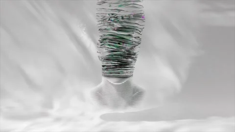 White layered bust disintegrating from top to bottom, transforming into green Stock Footage 306458332