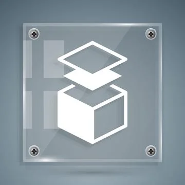White Layers icon isolated on grey background. Square glass panels. Vector Stock Illustration