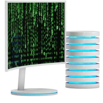 White LCD tv screen with server hard disk Stock Illustration