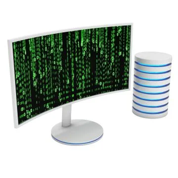 White LCD tv screen with server hard disk イラスト素材