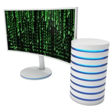 White LCD tv screen with server hard disk Stockillustratie