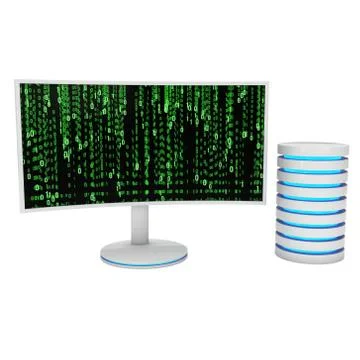 White LCD tv screen with server hard disk Stockillustratie