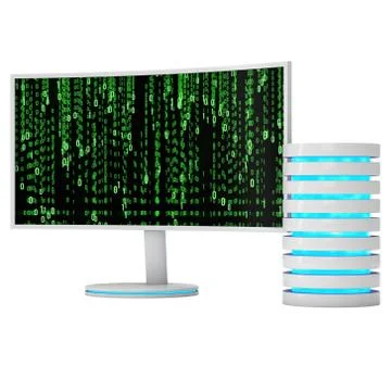 White LCD tv screen with server hard disk イラスト素材