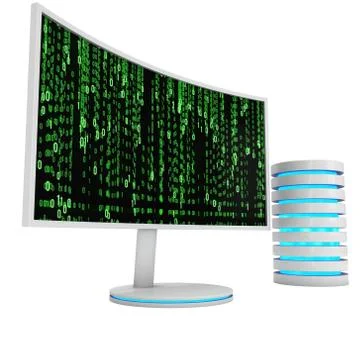 White LCD tv screen with server hard disk 库存插图