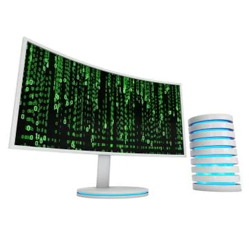 White LCD tv screen with server hard disk Stock Illustration