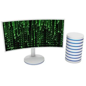 White LCD tv screen with server hard disk イラスト素材