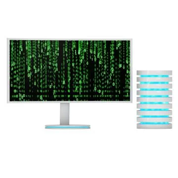 White LCD tv screen with server hard disk イラスト素材
