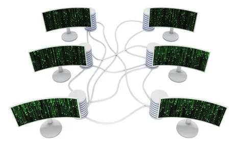 White LCD tv screens with server hard disks イラスト素材