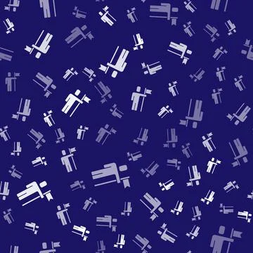 White Leader of a team of executives icon isolated seamless pattern on blue Stock Illustration