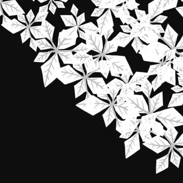 White Leaf Border on Black Background Illustration Stock Illustration